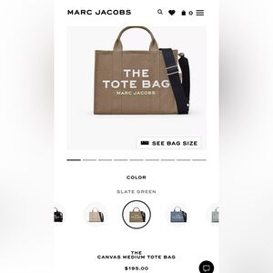 MARC JACOBS slate TOTE BAG 👜💚🤍🩶